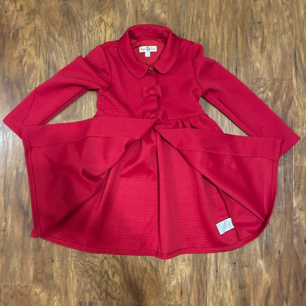 Purple Rose Girl’s Red Pea Coat - Picture 11 of 12